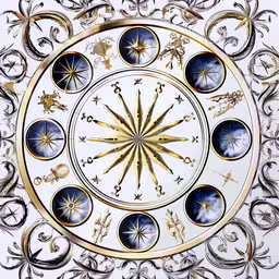 an elaborate and decorative clock face on the side of a white building,an intricate artwork design on a white wall