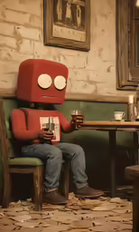 a man sitting at a table with a book