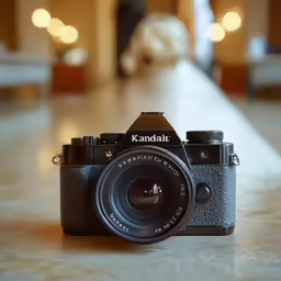 a camera is laying on the floor with its lens facing forward