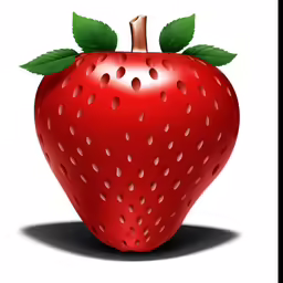 a big red apple sitting on top of a white surface