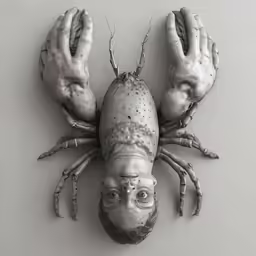a strange sculpture made with hands and one man