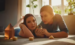a woman laying on the floor next to another women