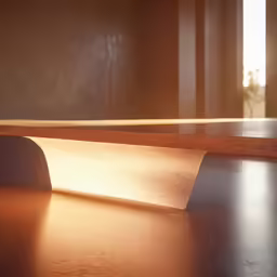 an object with wood grain and sun light coming in through the window