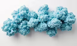 some blue colored objects placed next to each other