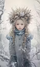 a young girl with long hair wearing a winter hat