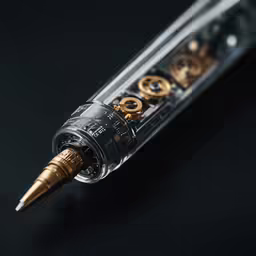 the writing on the pen is made from gold, silver and black