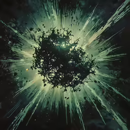 a sphere of exploding material in the center
