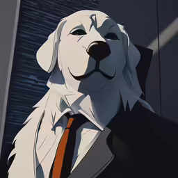 a drawing of a dog in a suit and tie
