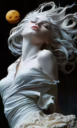 a beautiful woman in white laying on her stomach