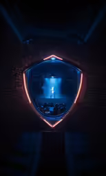 the inside of an auditorium with a speaker in the center
