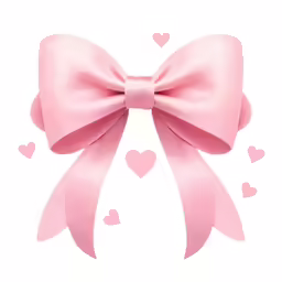a pink bow with hearts around it