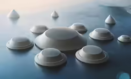 the futuristic object has many white knobs on top