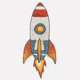 a drawing of a space shuttle with a logo