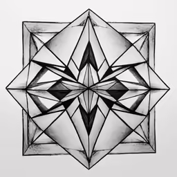 a geometric abstract drawing in black and white