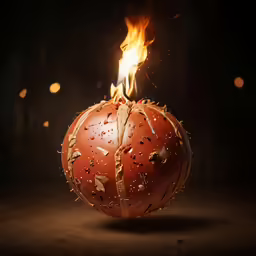 there is a ball with holes and fire coming out of it
