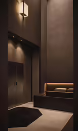 a room with some lights and furniture