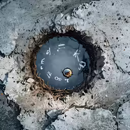 there is a clock in the middle of the water