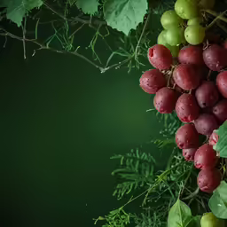 grapes with rain drops are hanging on the vine