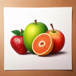a print of two apples and one orange