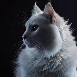 an up close photo of a white cat