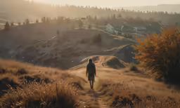 man walks his bike on the side of a mountain trail