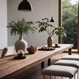 an image of a dining room setting with plants