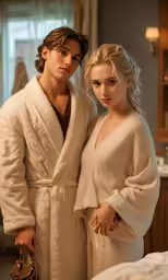 a man and woman in robes stand next to each other