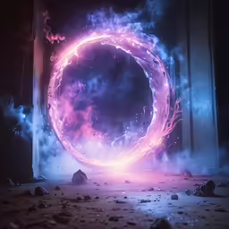 a colorful circle is shown with lava around it