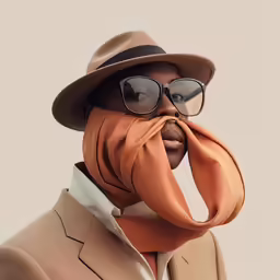 man wearing a brown suit and sunglasses