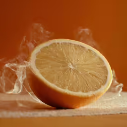 an orange has been burned in the middle of it
