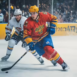 hockey players are playing on the ice during a game