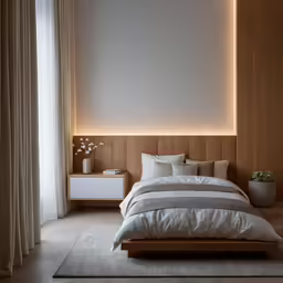 this modern bedroom is light and airy