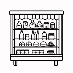 a line drawing of a bakery display case