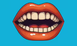 an open mouth with toothy teeth and teethpaste on it