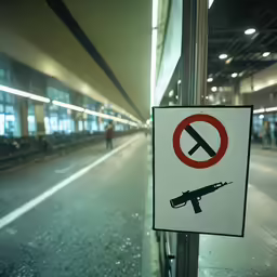 a sign that says no weapons and does not point at something