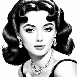 black and white photograph of a woman wearing jewelry