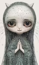 a drawing of a woman in a hooded figure