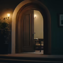 the entrance is in a dimly lit room