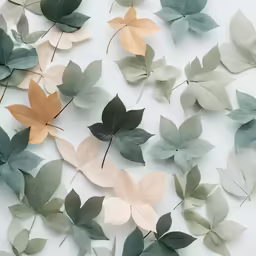many different colored leaves arranged in the shape of a circle