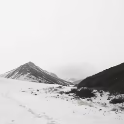 a path to the top of a snowy mountain