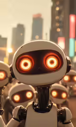 a robot is shown with glowing eyes