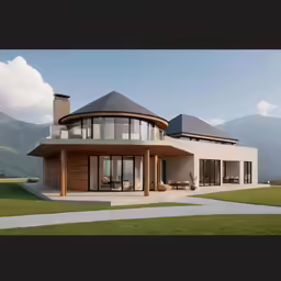 this is an architectural rendering of a modern house