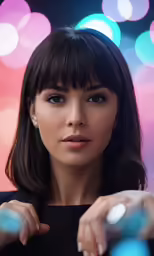 an attractive woman with bangs and dark hair