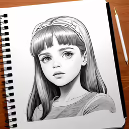 a girl is sketching in a notebook