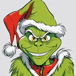 the grin face with a santa hat on,the grin - cartoon, a grin and a santa claus hat