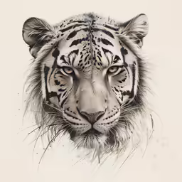 the white tiger is painted with pencil and paint
