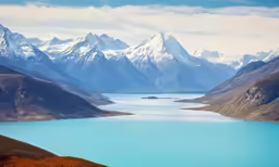 a large body of water that is surrounded by mountains