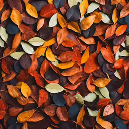 the colorful autumn leaves are on a surface