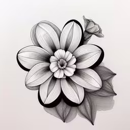a drawing of a flower with an open center