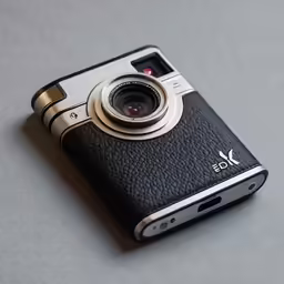 a small black digital camera on top of a table